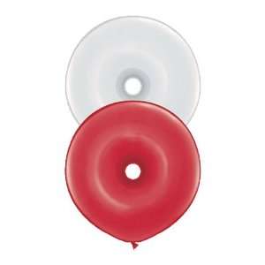  16 Geo Donut Ruby Red & White Balloons (50 ct) Toys 