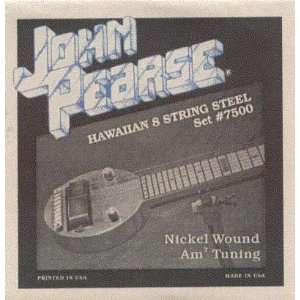John Pearse Hawaiian Lap Steel Guitar Electric Nickel Eight String Am7 