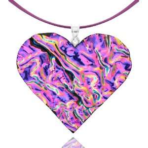   Blue Ripple Heart Shaped Pendant on Stainless Steel Wire, 18 Jewelry