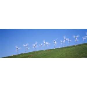 Wind Turbines on a Hill, Altamont Pass, California, USA Premium 