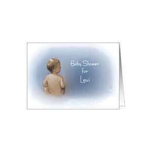  Baby Shower Invitation for Levi, little boy on cloud Card 