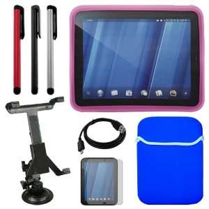  Premuim Blue/Silver Trim Sleeve Case+HP Touch Pad Tablet LCD Screen 