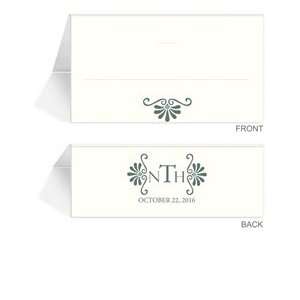   110 Personalized Place Cards   Monogram Pewter Motif