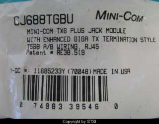 50) Panduit CJ688TGBU Cat6 Mini Com Jack, Blue ~STSI  