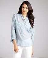 Greylin heaven cotton silk chambray button front blouse style 