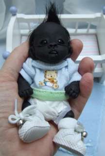   Baby Gorilla Monkey Sculpted Polymer Clay Art Doll Poseable  