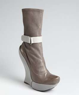 Celine grey leather jointed wedge boots