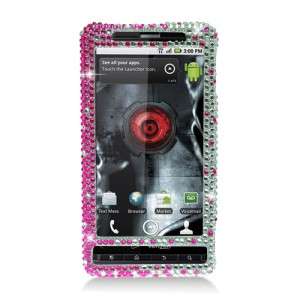 For MOTOROLA DROID X Verizon Diamond Rhinestone Pink Silver Case Phone 