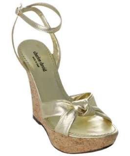 Charles David gold knotted leather Tempting cork wedges   up 