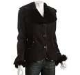 elie tahari chocolate shearling gabby button front jacket