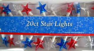 Americana String Lights Outdoor 20 Star Red White Blue Patriotic Patio 