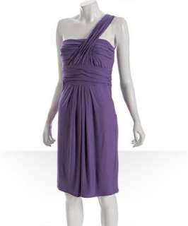 Bags purple jersey one shoulder grecian dress   