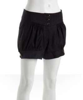 Johnson black stripe wool Louise smocked shorts   