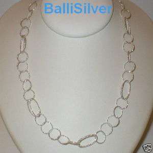 Sterling Silver 925 OVAL & ROUND CIRCLES NECKLACE 16  