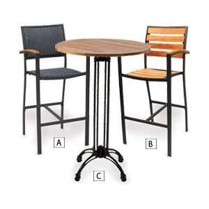 KFI Teak and Weave Bar Height Cafeteria Furniture  