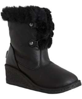 Koolaburra black lambskin Lexie lace up short wedge boots   