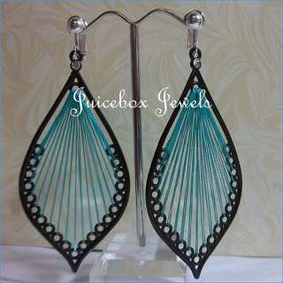   Teal Blue 3long Woven Thread Dangle Fashion Earrings(B816)USA SELLER