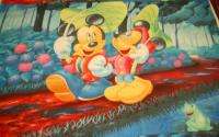 Mickey & Minnie Strolling in Woods Fleece Panel Fabric  