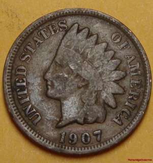 1907 INDIAN HEAD CENT PENNY A7915 GOOD COIN  