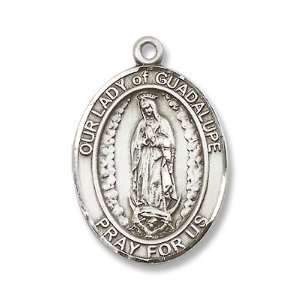 Sterling Silver Our Lady of Guadalupe Medal Pendant with 24 Stainless 