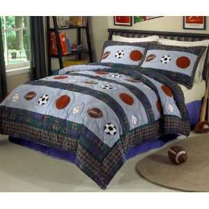  Sports Action Full / Queen Quilt With 2 Shams