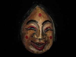 Old Nepal Tibet Wooden Folk Woman Wall Mask II  