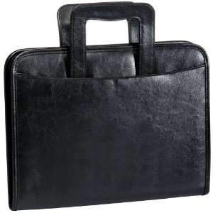  Black Leather Retractable Handle Padfolio