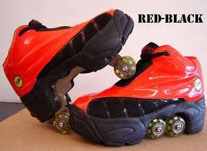 Kick Roller Skate Shoes 4 wheels retractable *BNIB* RED  