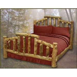    King Size Aspen Mountain Cottage Log Bed Furniture & Decor