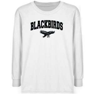  Long Island Blackbirds Youth White Logo Arch Long Sleeve T 