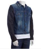 PRPS blue wash and black coated denim jacket style# 317673501