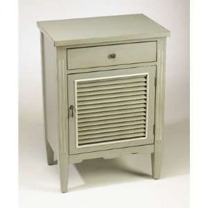  End Table with Louvered Door in Distressed Grey