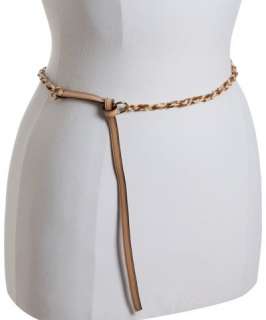 Chloe brown leather woven chain skinny tie belt