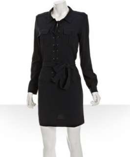 See By Chloe navy cotton lace up long sleeve shirt dress   up 