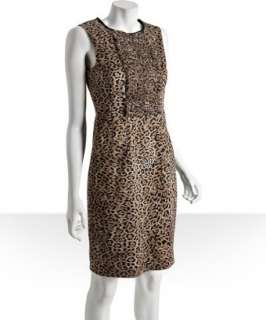 Elie Tahari brown leopard print stretch cotton Isla dress   