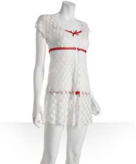 Tart Intimates white polka dot mesh short sleeve robe   up to 