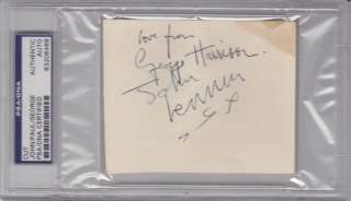 BEATLES All 4 Signed Cut Slabbed PSA/DNA Lennon, McCartney, Harrison 