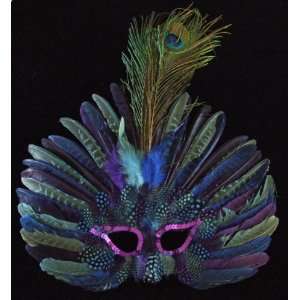  Broad Purple Masquerade Costume Feather Mask Party 