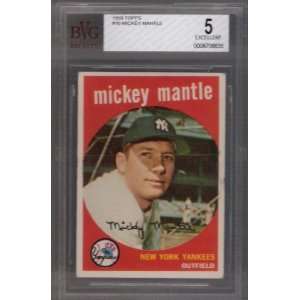 MICKEY MANTLE 1959 Topps #10 BVG Beckett Graded EX Excellent 5 New 