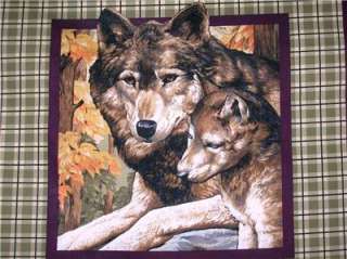 New Wolf Wolves Pup Leaves Animal Fabric Pillow Panel  