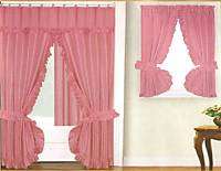 NEW DOUBLE SWAG FABRIC SHOWER &WINDOW CURTAIN ROSE PINK  