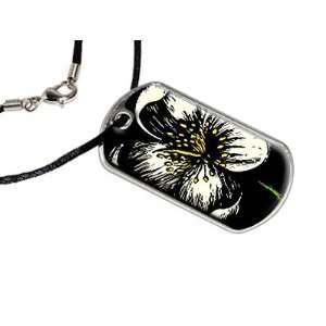  Flower Antique Style   Military Dog Tag Black Satin Cord 