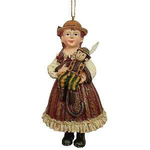   Vintage Girl With Monkey Doll Christmas Ornament