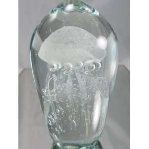  Murano Design Huge Mouthblown Glass White Jellyfish Sculpture 
