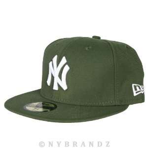  New Era Cap Fitted New York Yankees Olive White Logo 