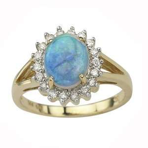  14k Yellow Gold Opal Diamond Ring (1.30 ctw) Jewelry