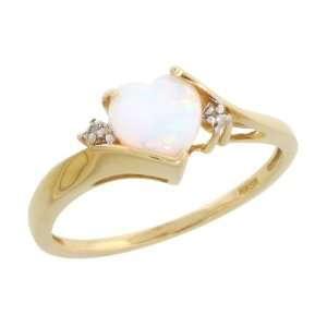 Stone Ring w/ 1.50 Total Carat Heart shaped 7mm Created Opal Stone 