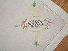 ANTIQUE MADEIRA TABLECLOTH LINEN HAND EMBROIDERED 50 sq  