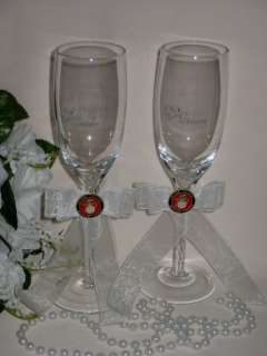 US MARINE MILITARY Wedding Etched Toasting Glasses  