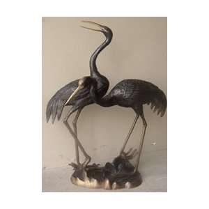  Outdoor Bronze Crane pair on a Small Base Statue Sports 